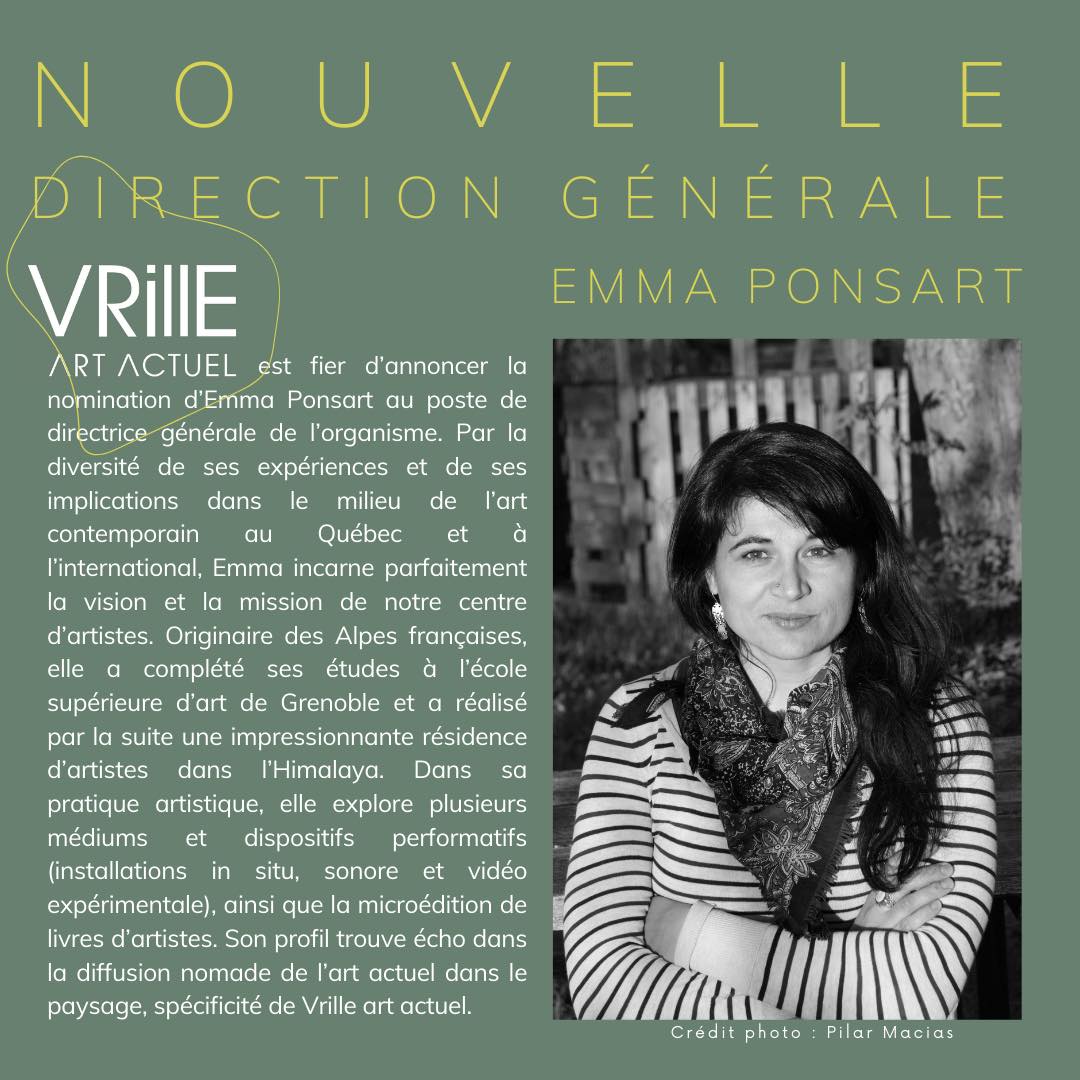 Visuel par VRillE Art Actuel pour la nomination de la nouvelle direction générale